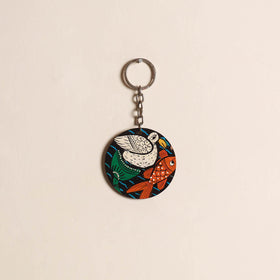 Patua handpainted wooden keychain 75 - handcrafted