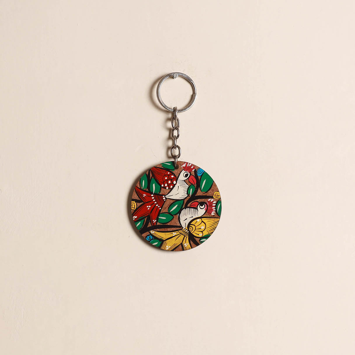Patua handpainted wooden keychain 76 - handcrafted