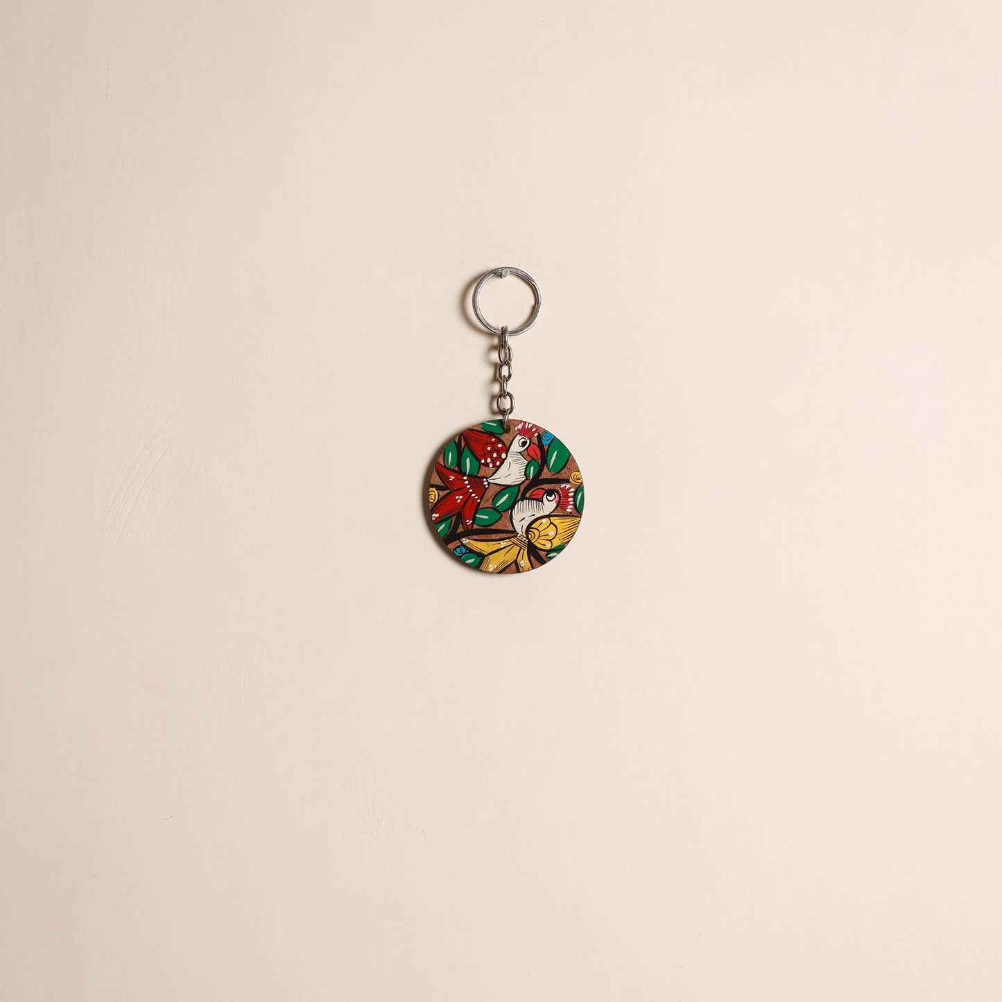 Patua handpainted wooden keychain 76 - handcrafted