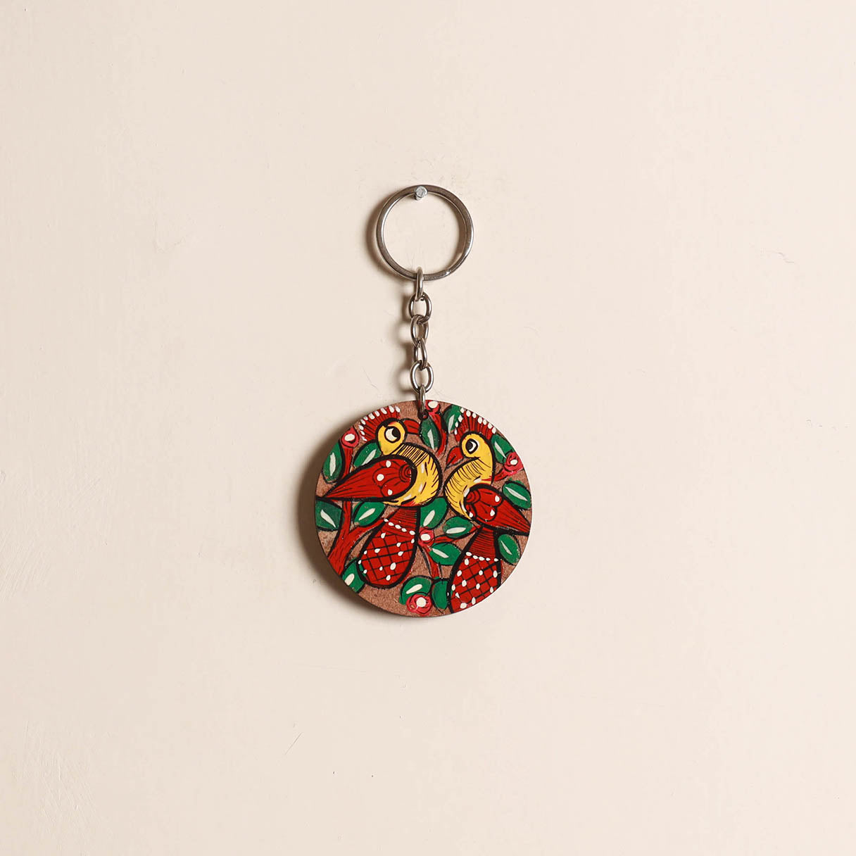 Patua handpainted wooden keychain 78 - handcrafted