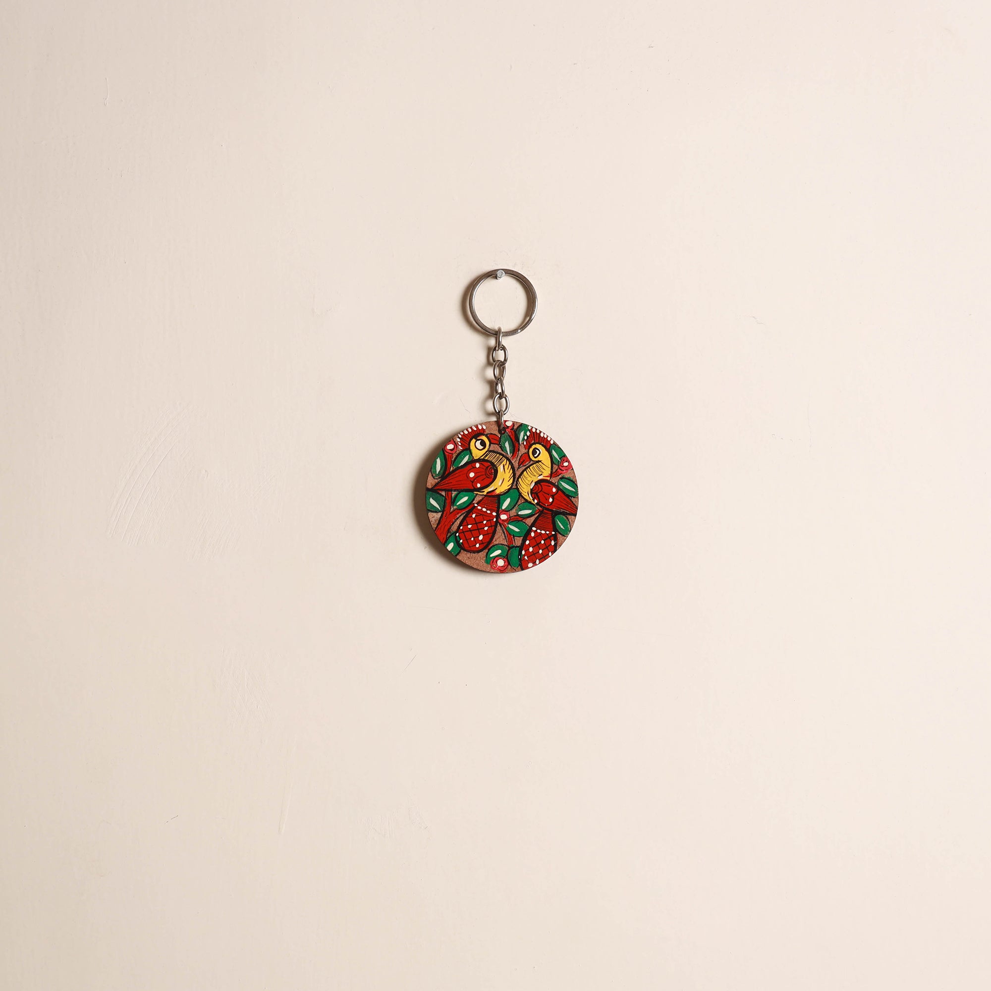 Patua handpainted wooden keychain 78 - handcrafted