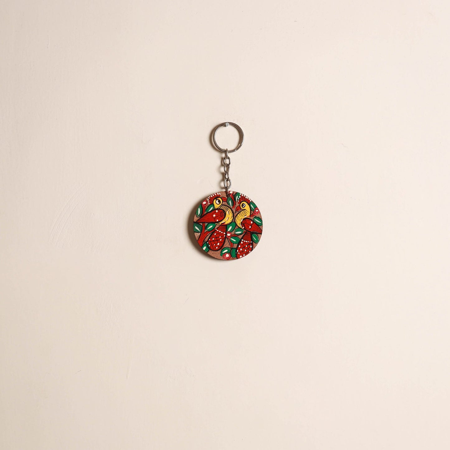 Patua handpainted wooden keychain 78 - handcrafted