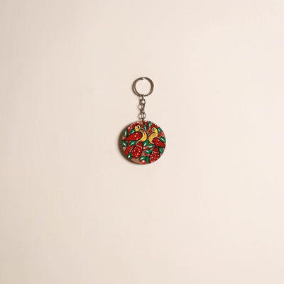 Patua handpainted wooden keychain 78 - handcrafted