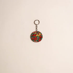 Patua handpainted wooden keychain 78 - handcrafted