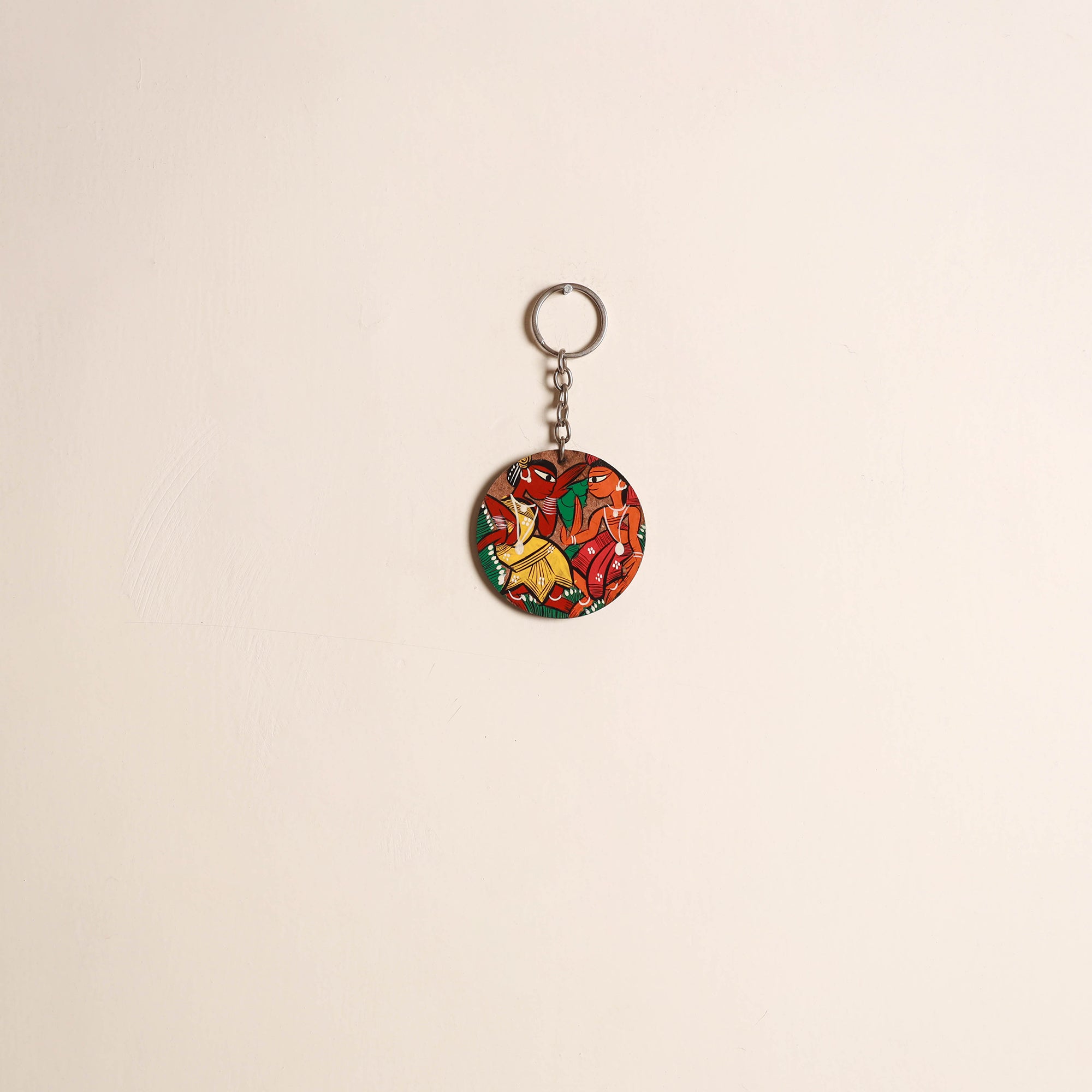 Patua handpainted wooden keychain 80 - handcrafted