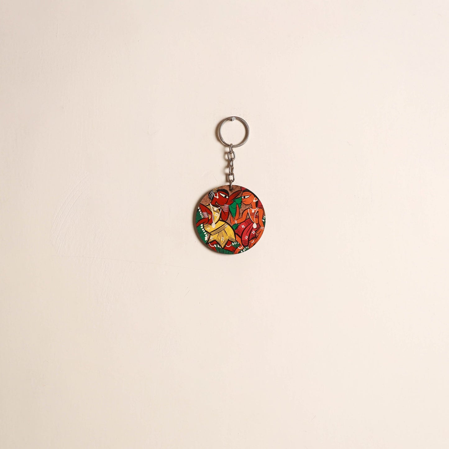 Patua handpainted wooden keychain 80 - handcrafted