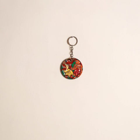 Patua handpainted wooden keychain 80 - handcrafted