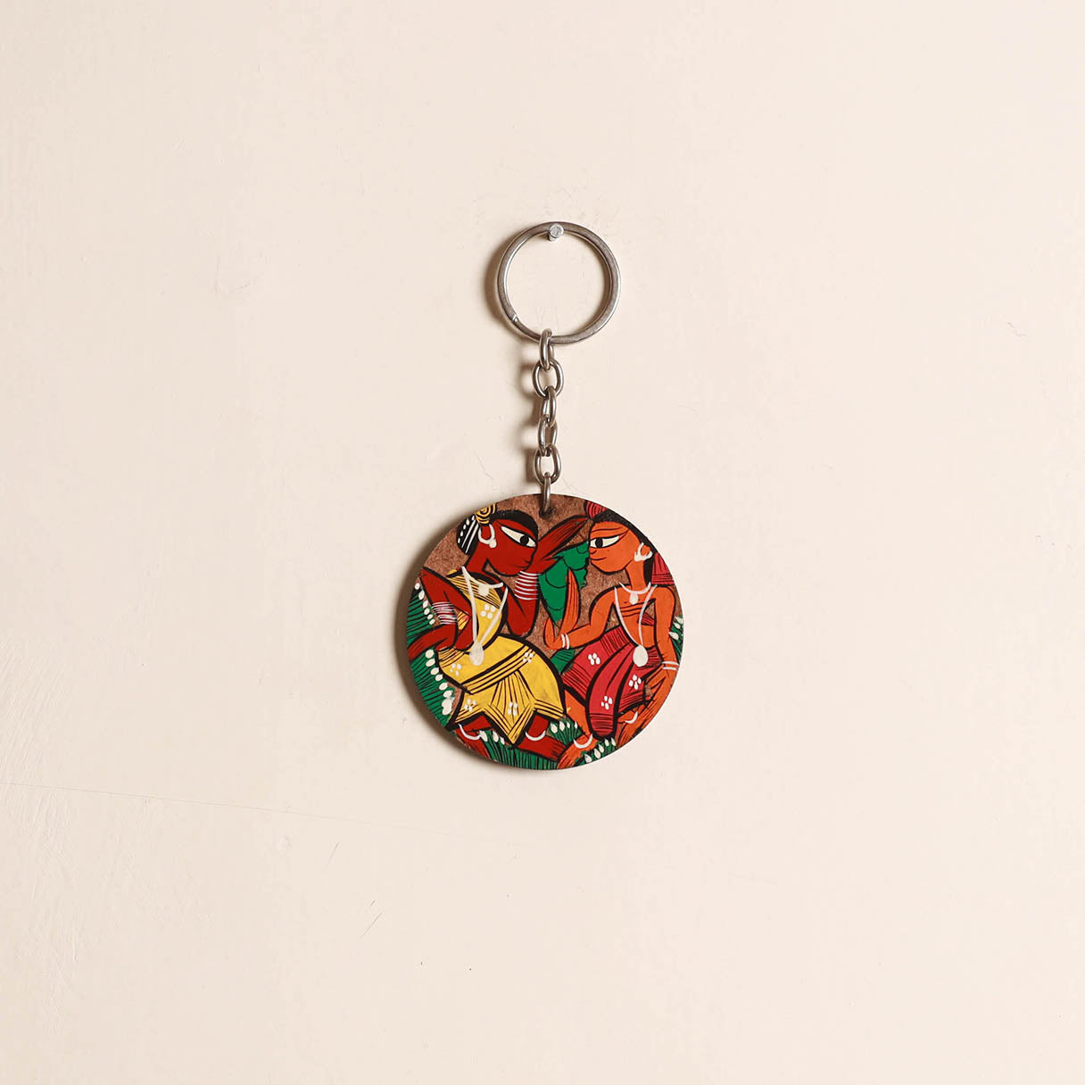 Patua handpainted wooden keychain 80 - handcrafted