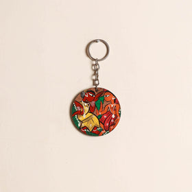 Patua handpainted wooden keychain 80 - handcrafted