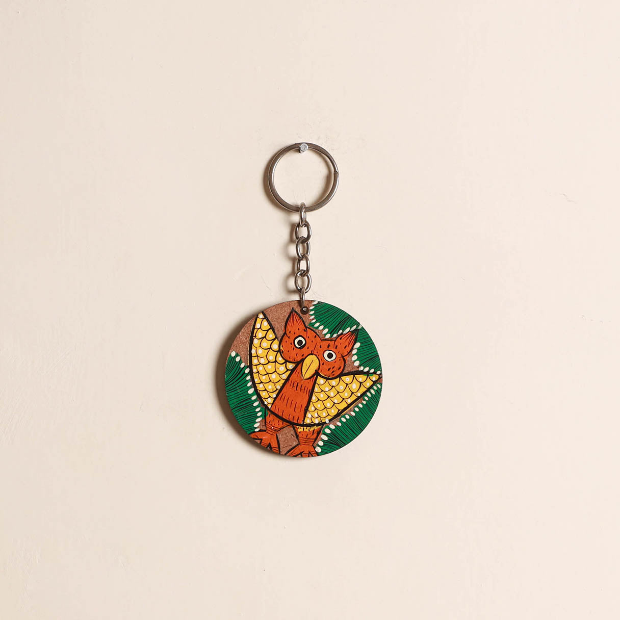 Patua handpainted wooden keychain 81 - handcrafted