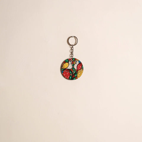 Patua handpainted wooden keychain 83 - handcrafted