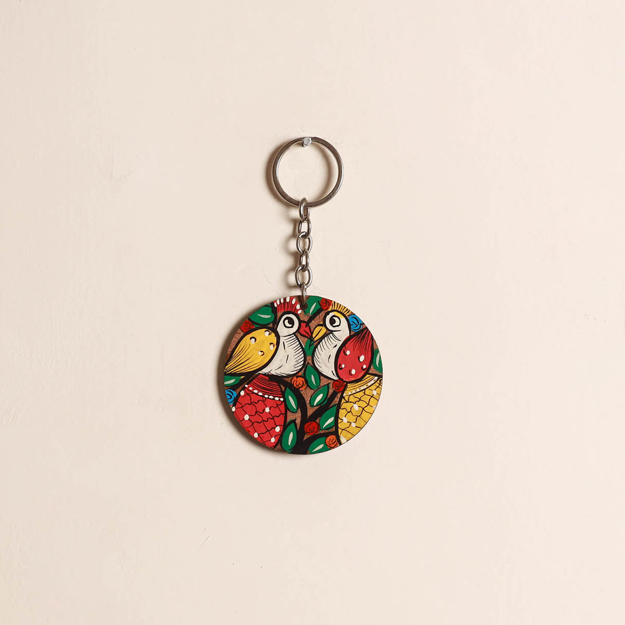 Patua handpainted wooden keychain 83 - handcrafted