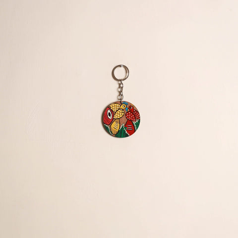 Patua handpainted wooden keychain 84 - handcrafted