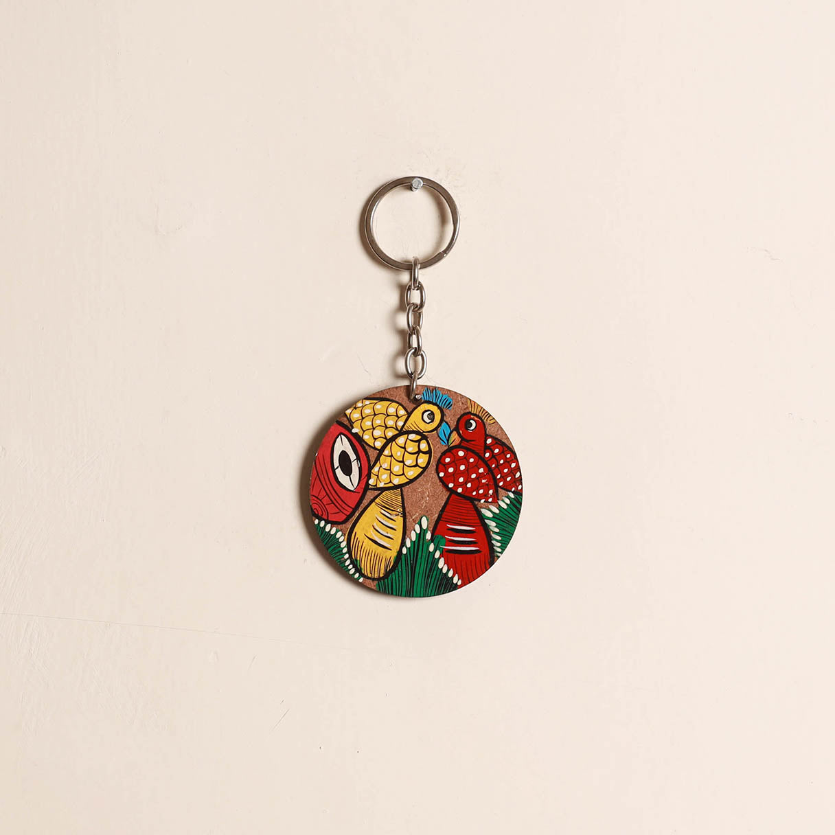 Patua handpainted wooden keychain 84 - handcrafted