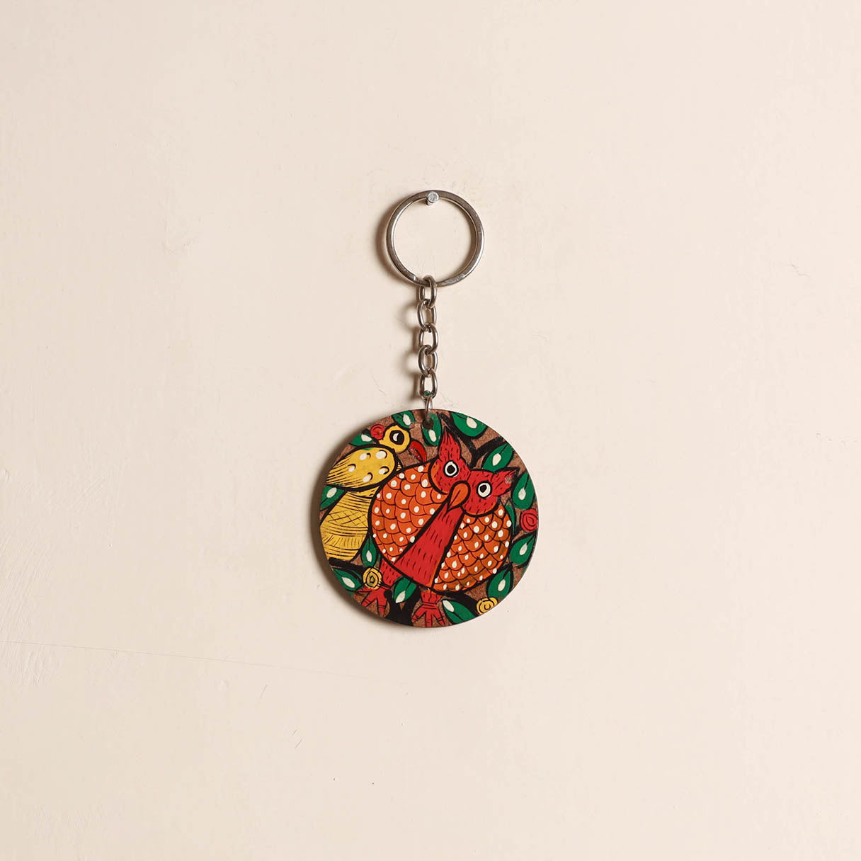 Patua handpainted wooden keychain 85 - handcrafted