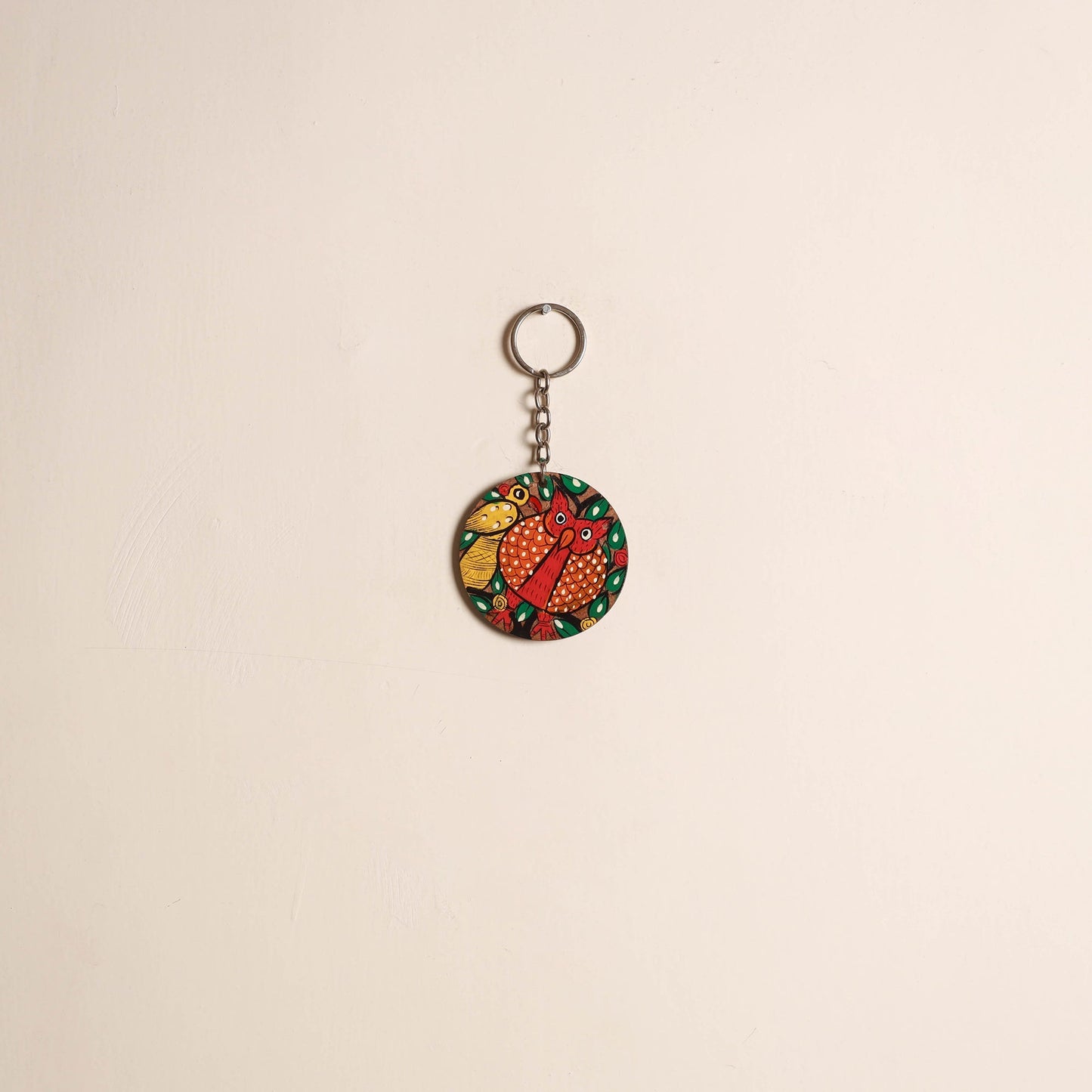 Patua handpainted wooden keychain 85 - handcrafted