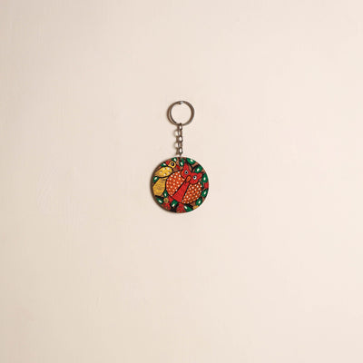Patua handpainted wooden keychain 85 - handcrafted
