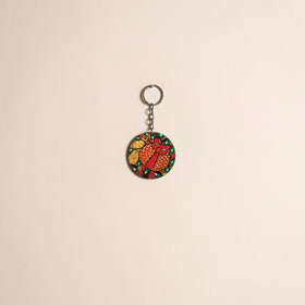 Patua handpainted wooden keychain 85 - handcrafted