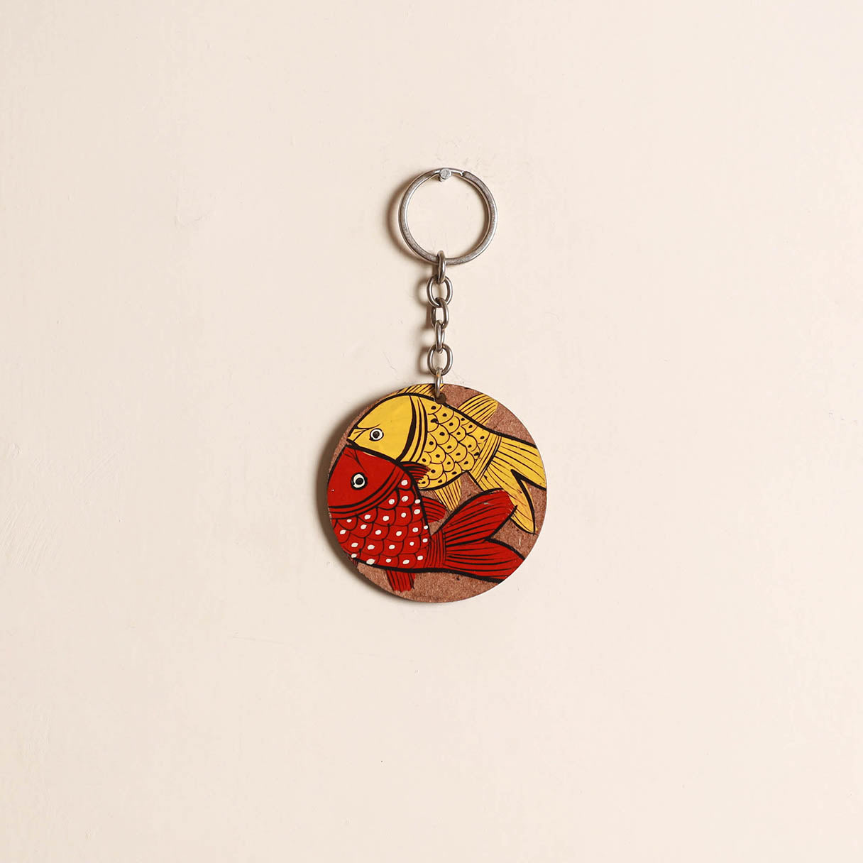 Patua handpainted wooden keychain 86 - handcrafted
