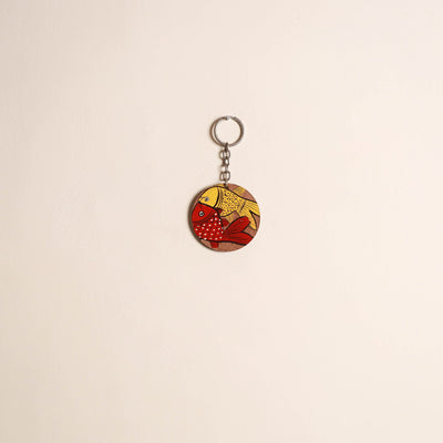 Patua handpainted wooden keychain 86 - handcrafted
