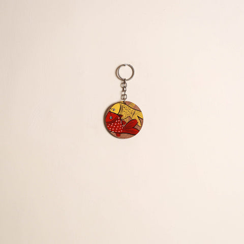 Patua handpainted wooden keychain 86 - handcrafted