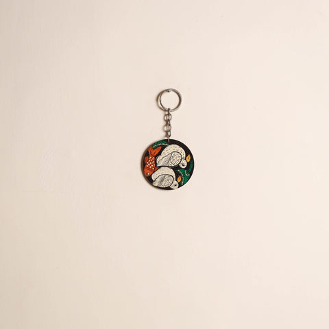 Patua handpainted wooden keychain 87 - handcrafted
