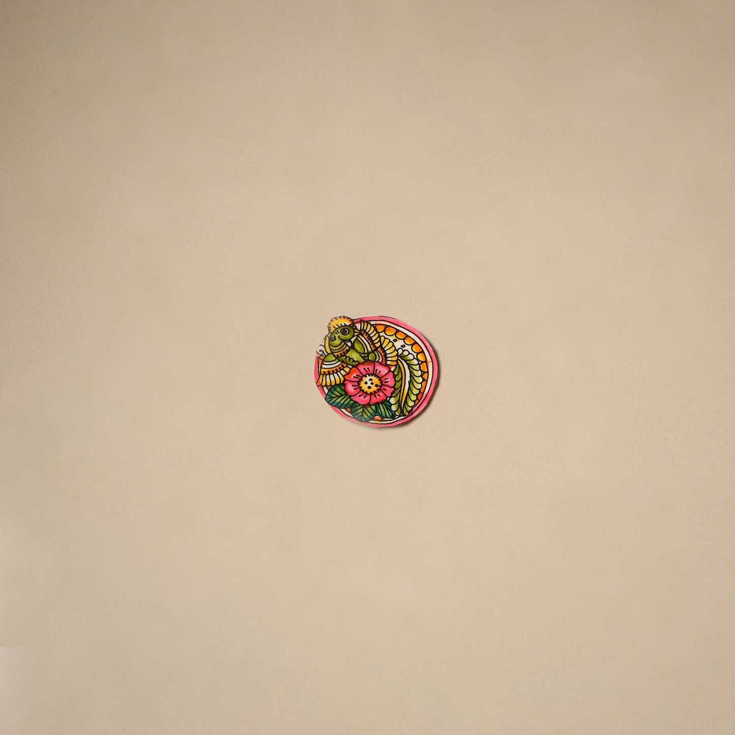 Peacock with flower - tholu bommalata leather puppet fridge