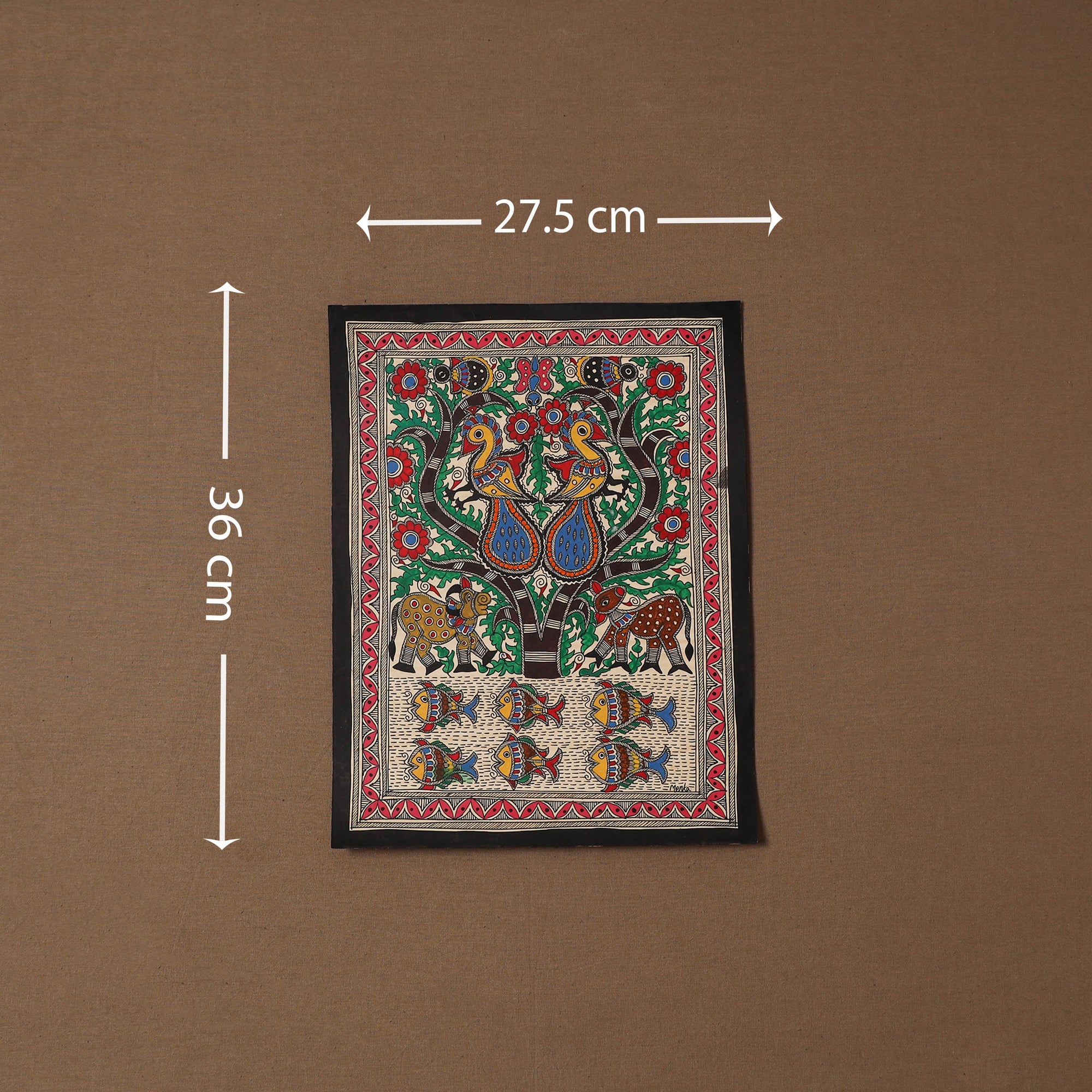 Handpainted madhubani painting by hira devi (14 x 11 in) 32