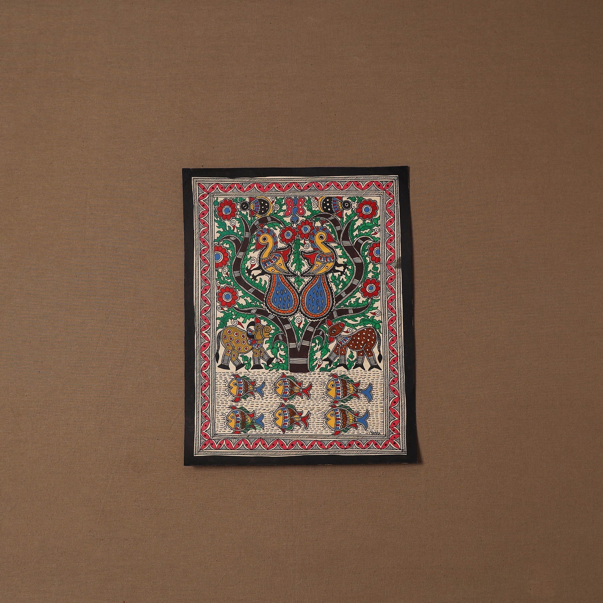 Handpainted madhubani painting by hira devi (14 x 11 in) 32