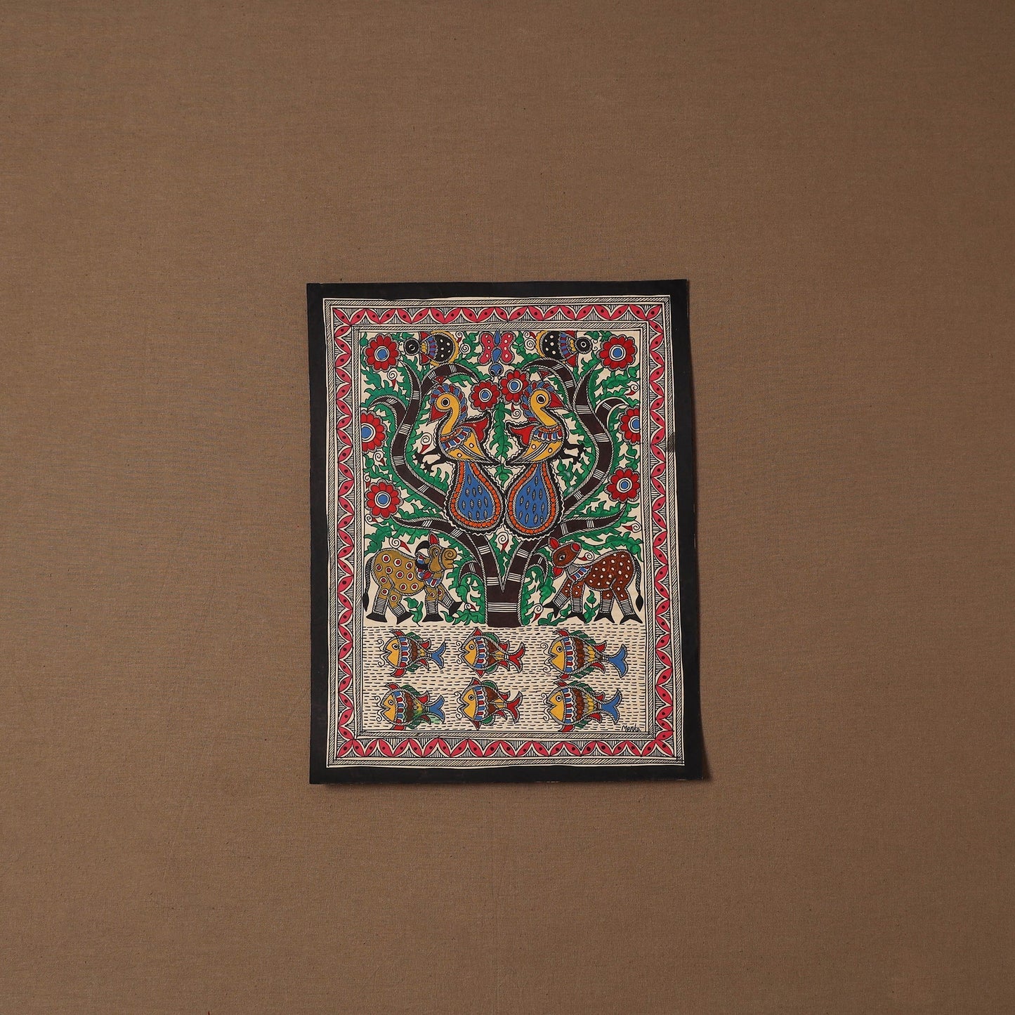 Handpainted madhubani painting by hira devi (14 x 11 in) 32