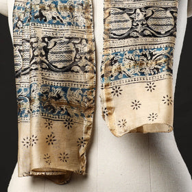 Multicolor Pedana Block Print Chanderi Silk Kalamkari Stole