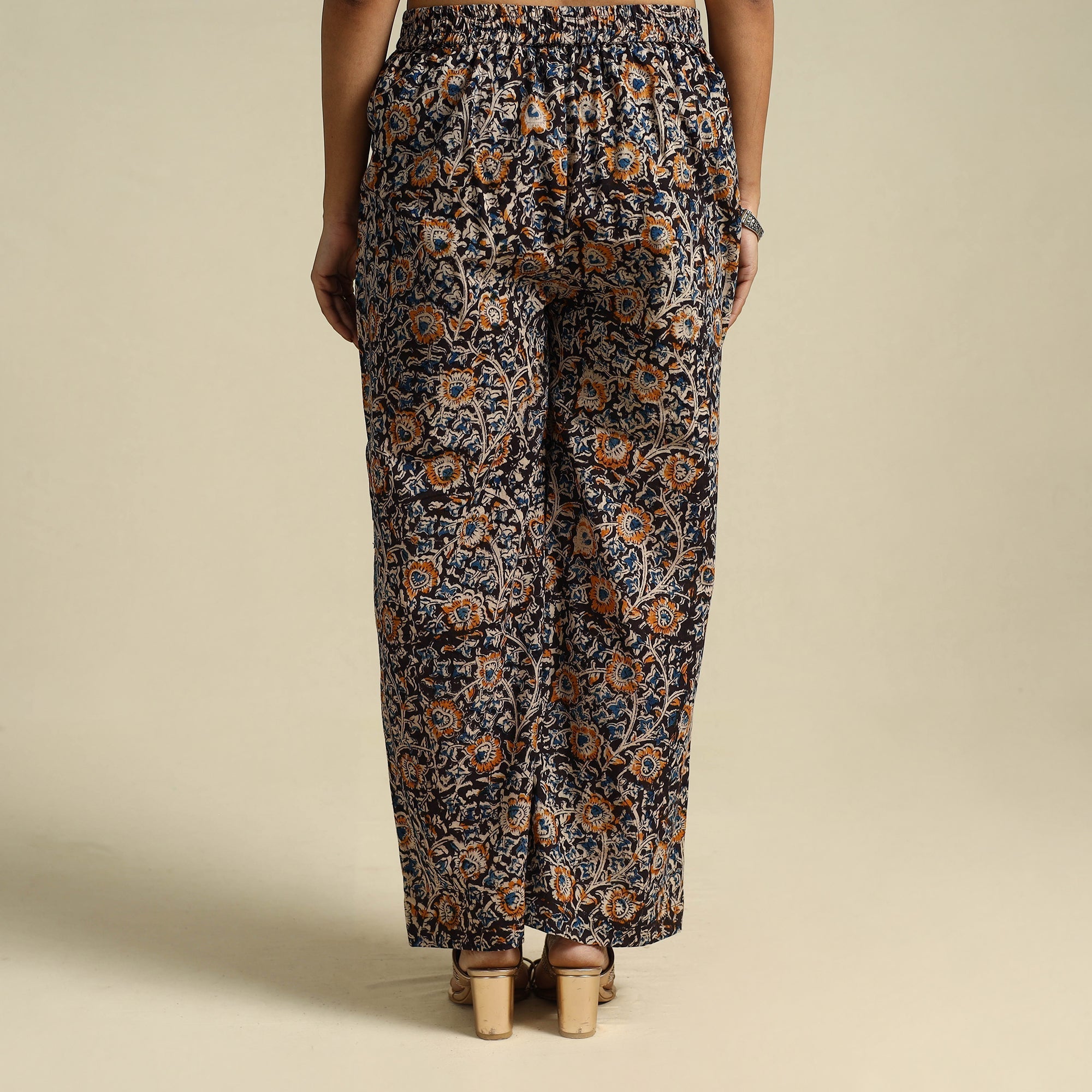  Multicolor Pedana Block Print Cotton Kalamkari Palazzo