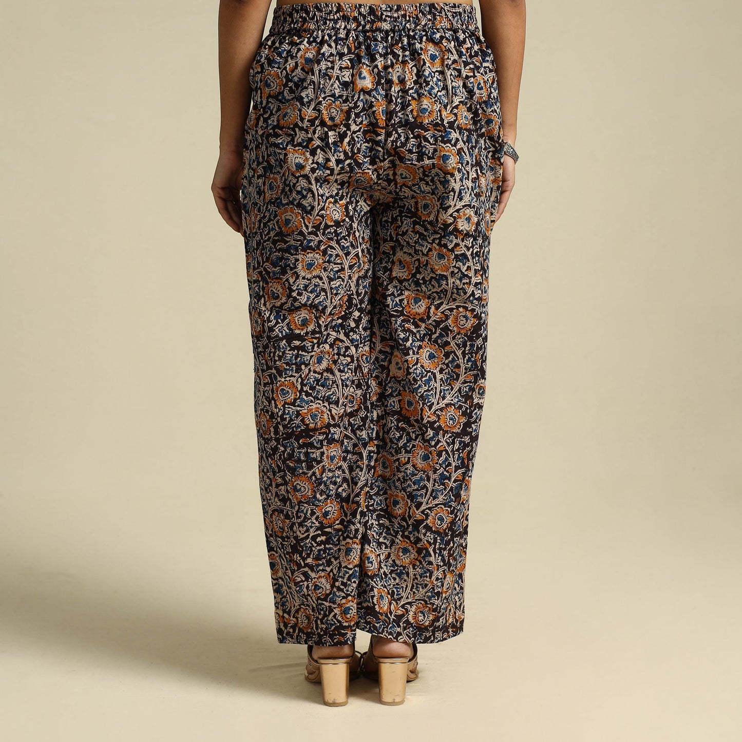  Multicolor Pedana Block Print Cotton Kalamkari Palazzo