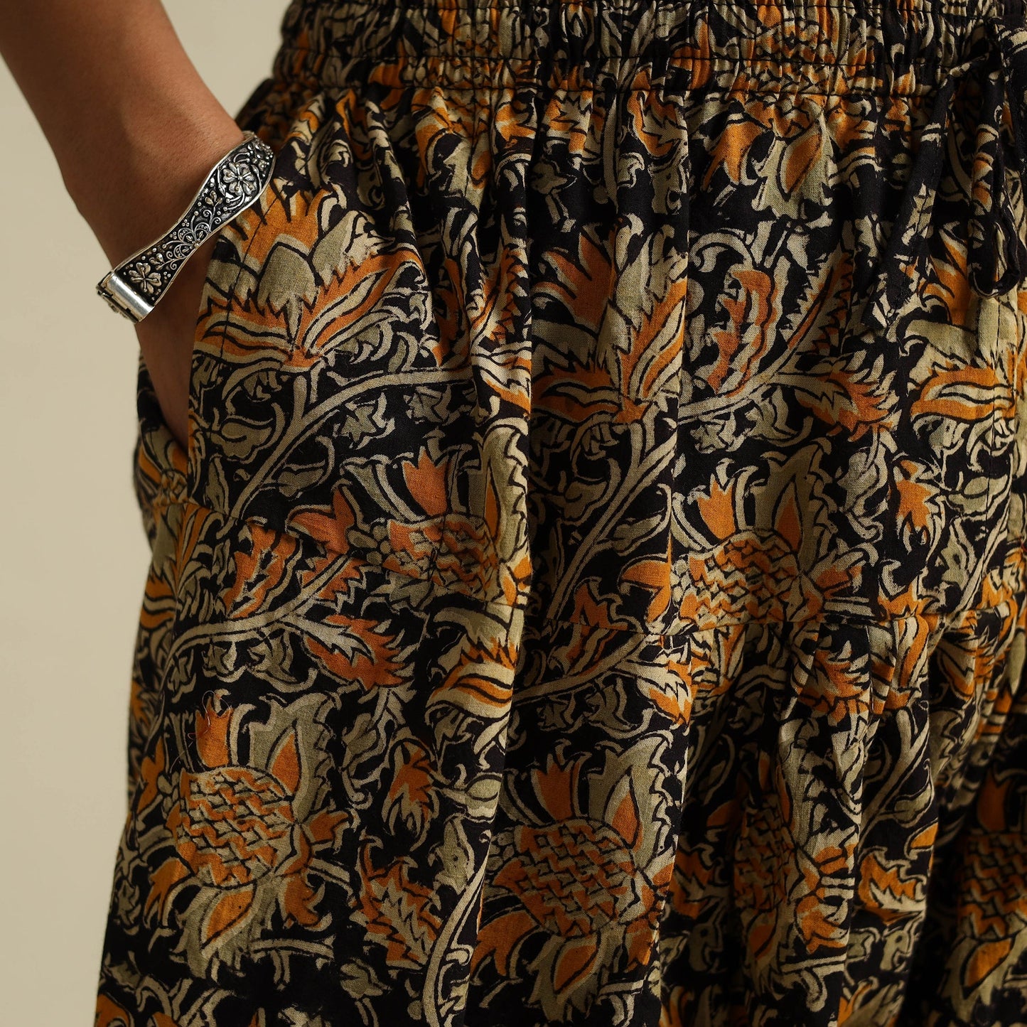  Multicolor Pedana Block Print Cotton Kalamkari Salwar