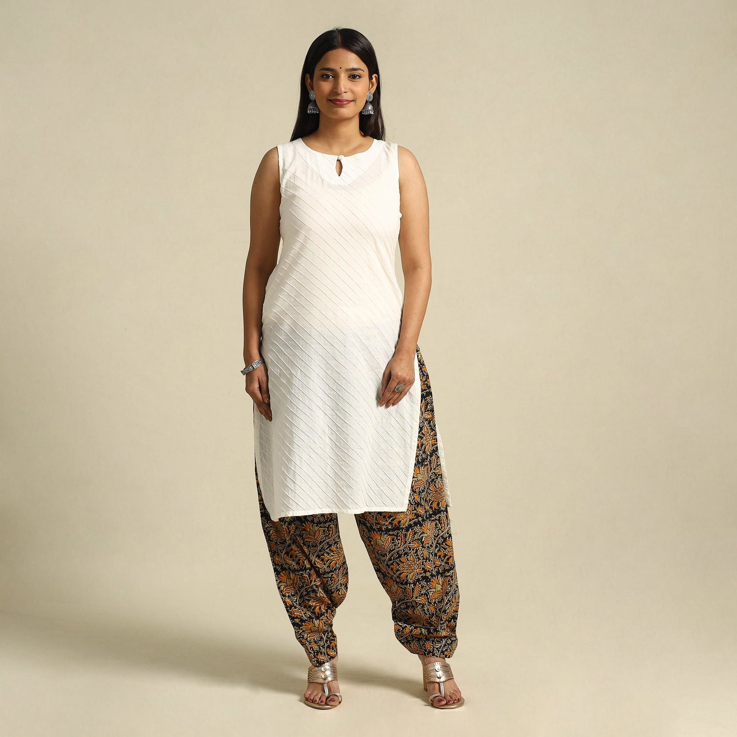  Multicolor Pedana Block Print Cotton Kalamkari Salwar