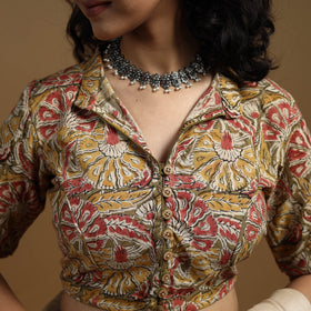 Pedana cotton natural dyed kalamkari readymade blouse 05