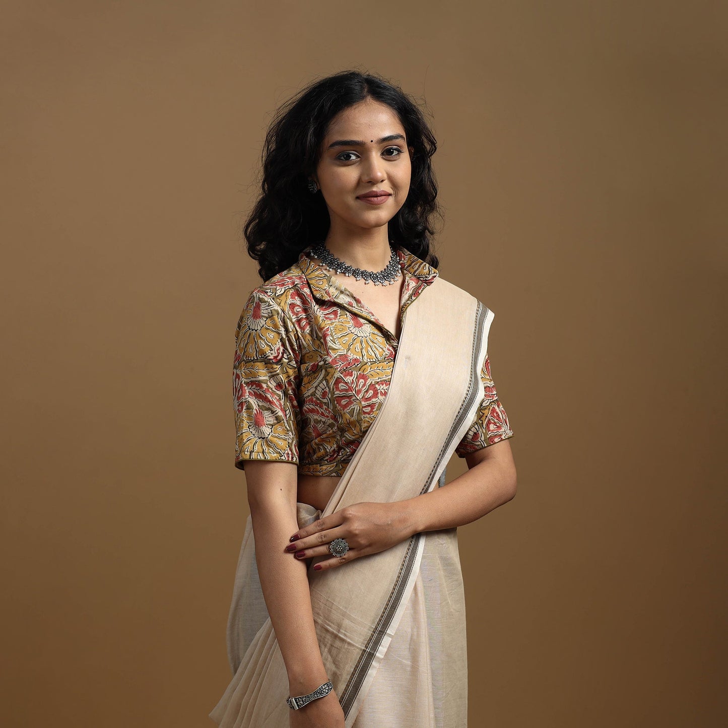 Pedana cotton natural dyed kalamkari readymade blouse 05