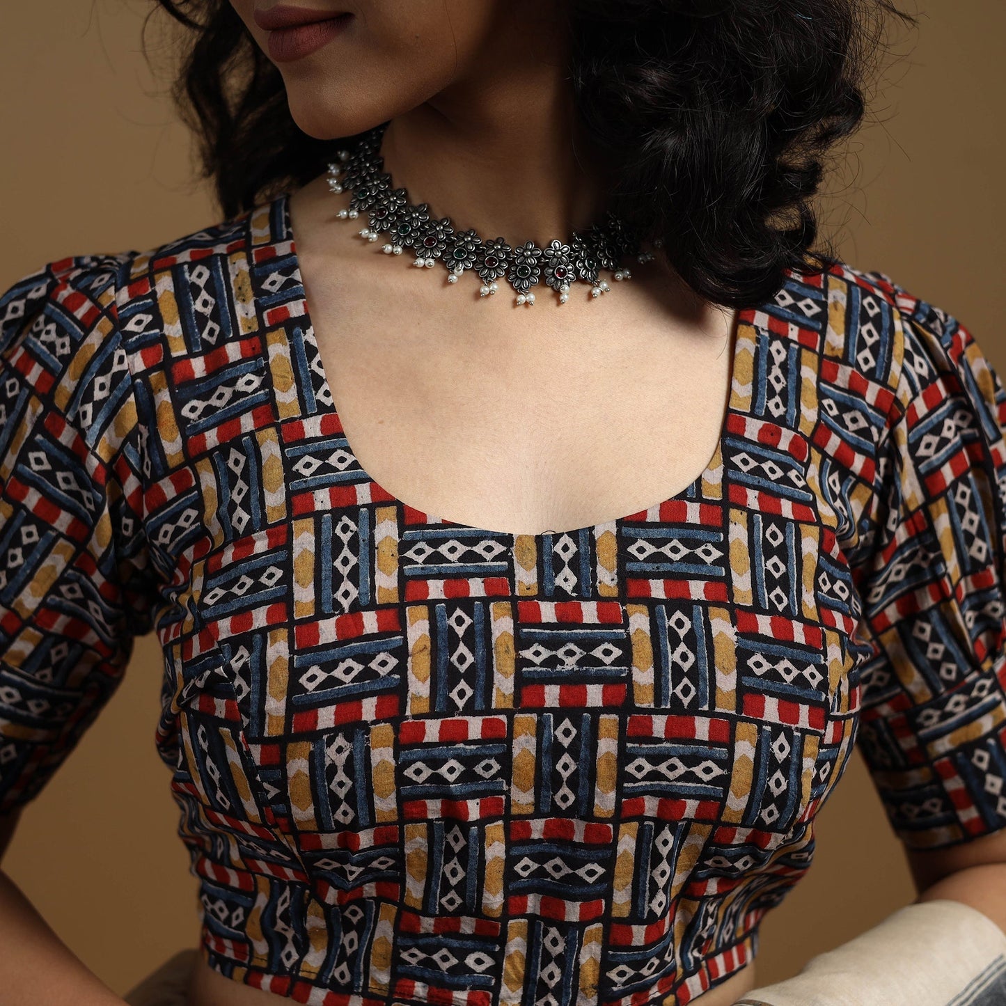 Pedana cotton natural dyed kalamkari readymade blouse 12