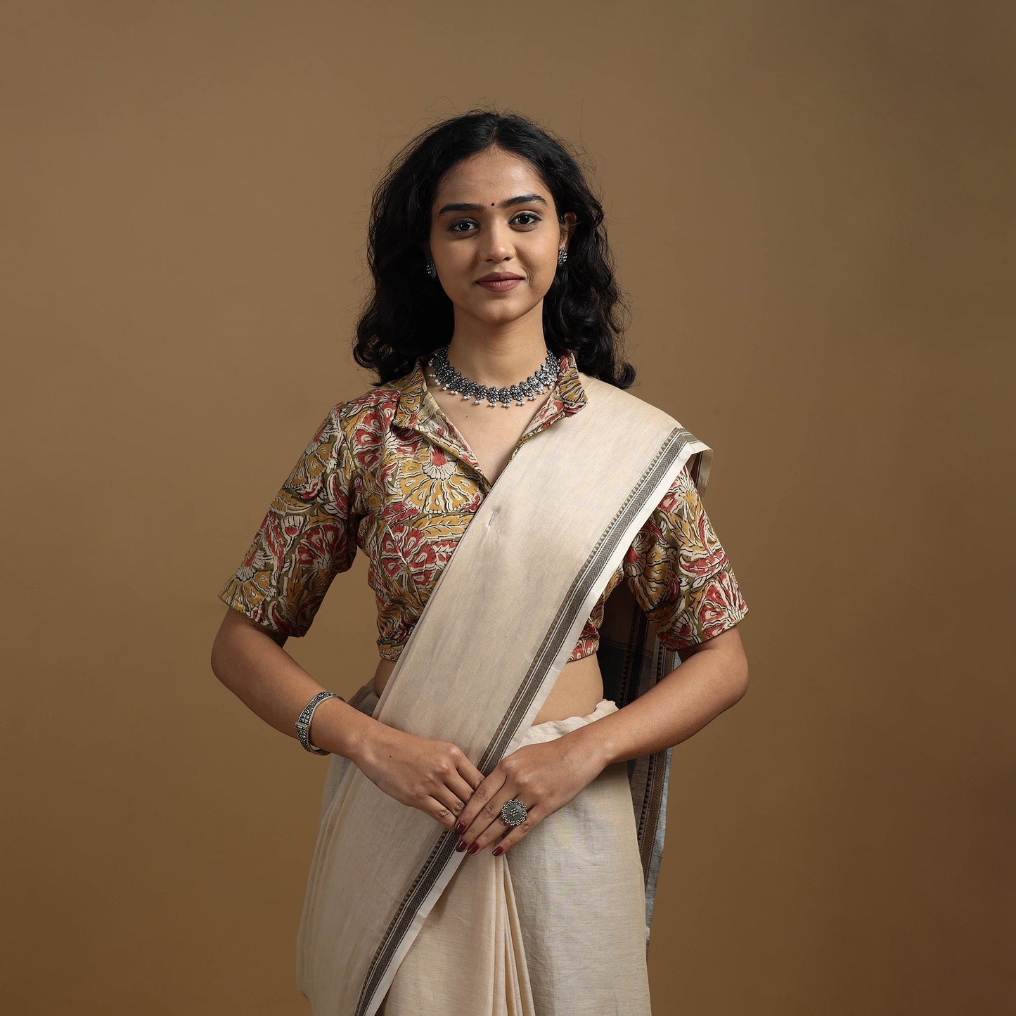 Pedana cotton natural dyed kalamkari readymade blouse 05