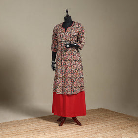 Red - pedana natural dyed cotton a-line hand embroidery