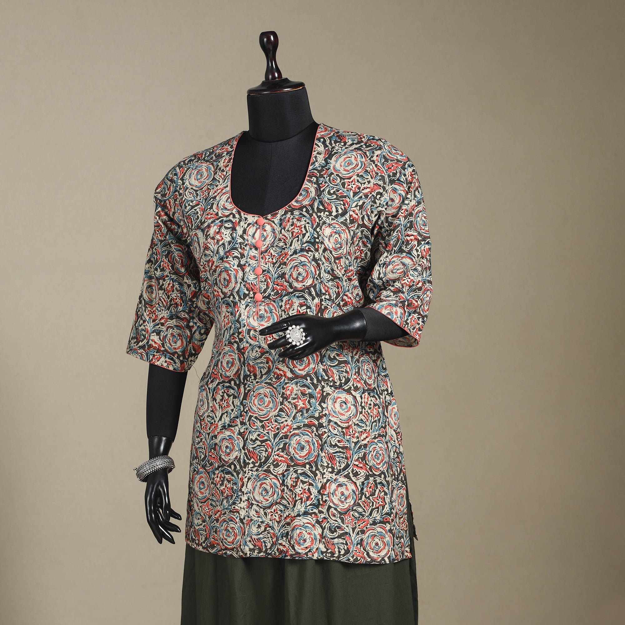 Multicolor - pedana natural dyed cotton short kalamkari