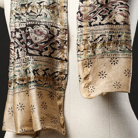 Multicolor Pedana Block Print Chanderi Silk Kalamkari Stole