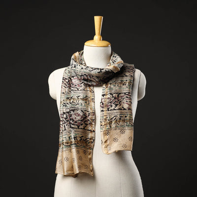 Multicolor Pedana Block Print Chanderi Silk Kalamkari Stole