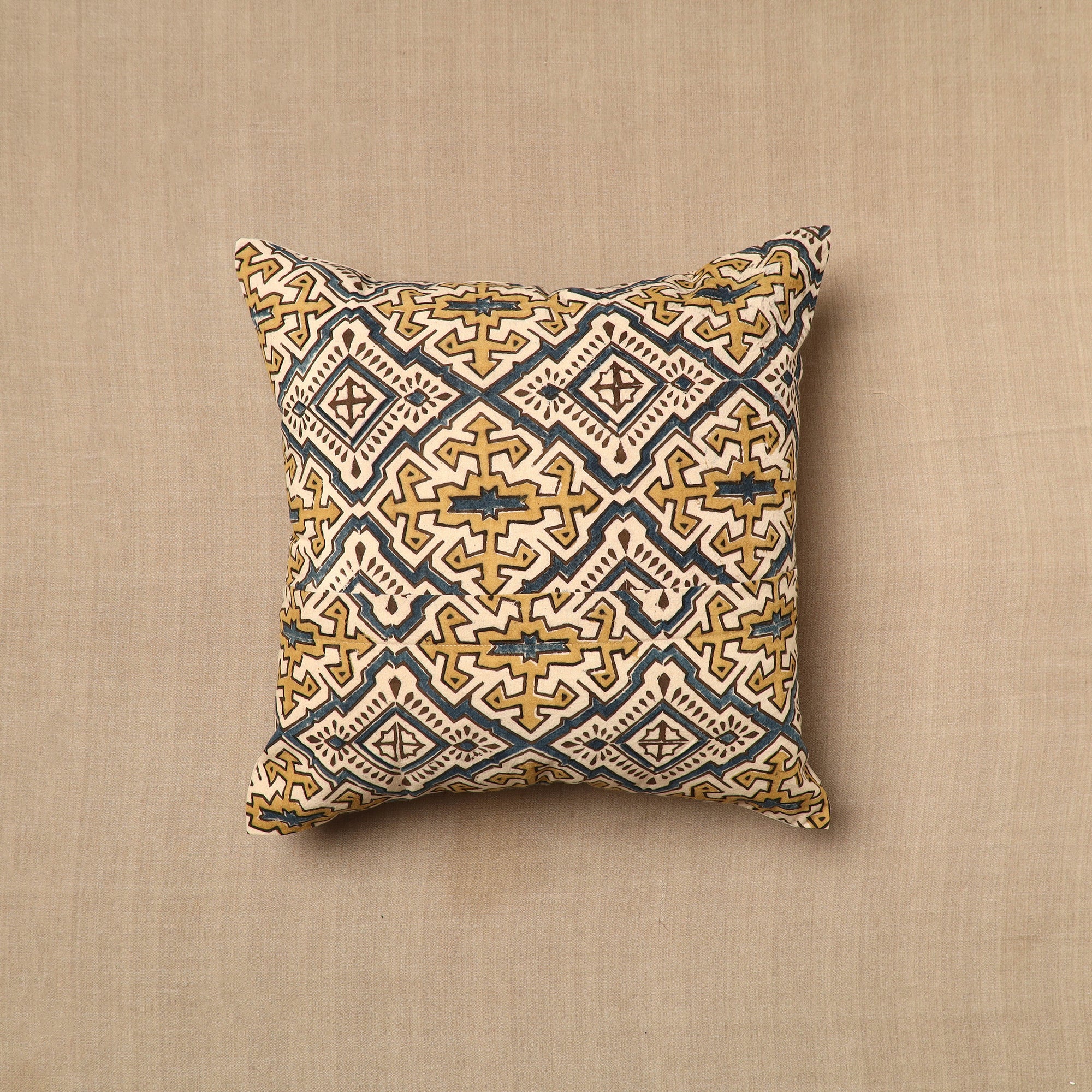 Multicolor - Pedana Block Print Cotton Kalamkari Cushion Cover 03