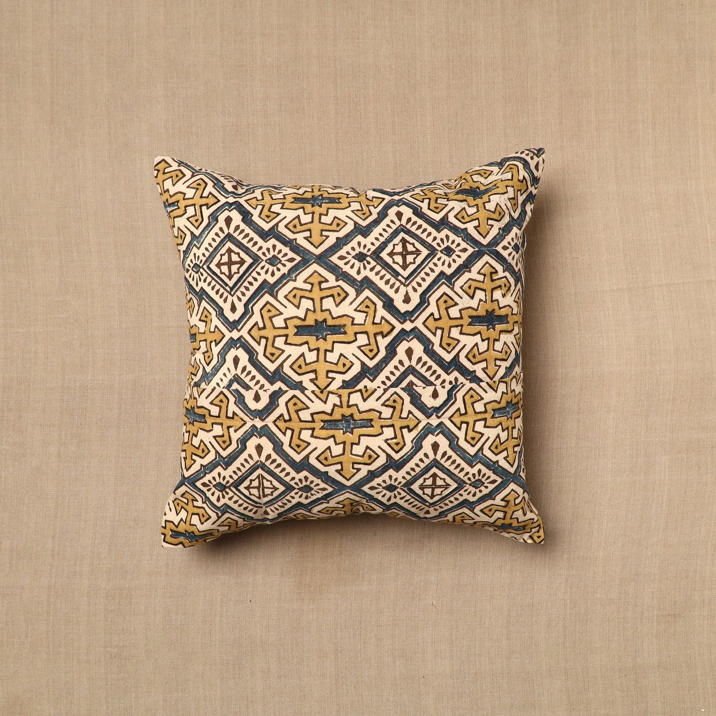 Multicolor - Pedana Block Print Cotton Kalamkari Cushion Cover 03