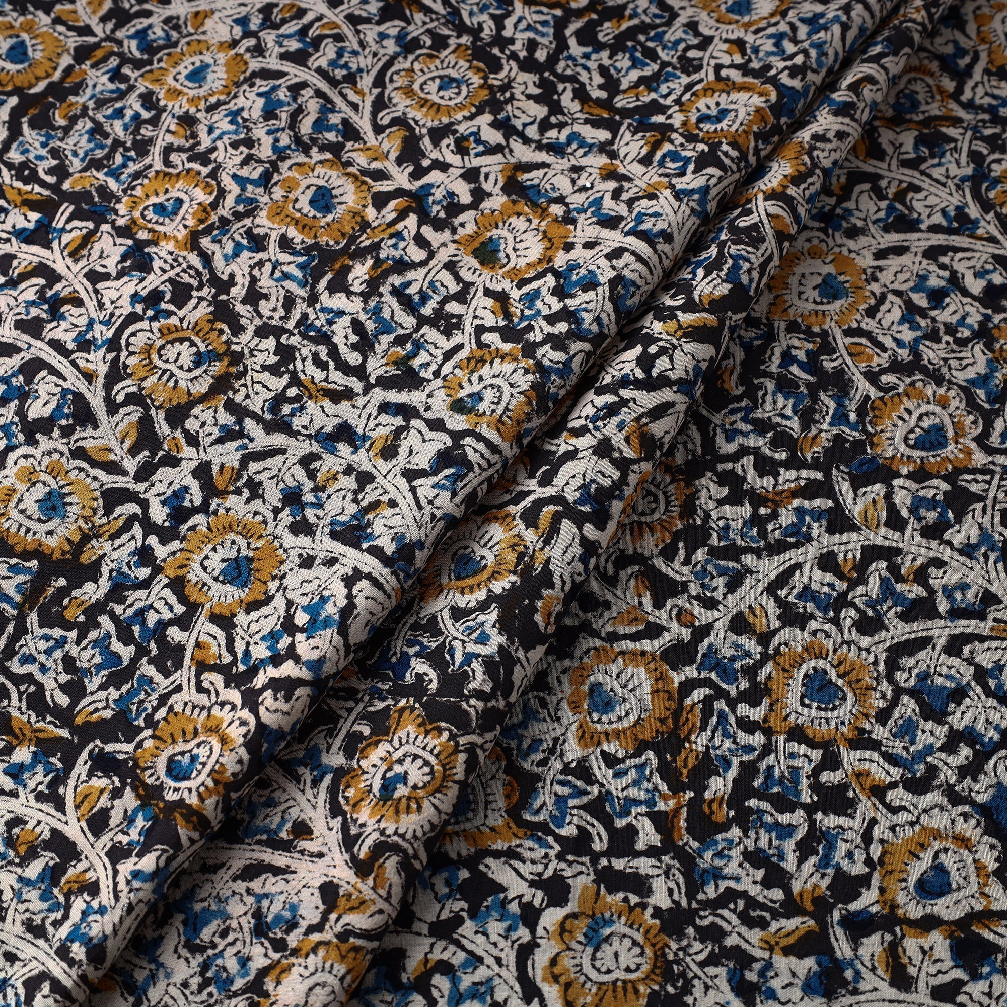  Multicolor Pedana Block Print Cotton Kalamkari Fabric