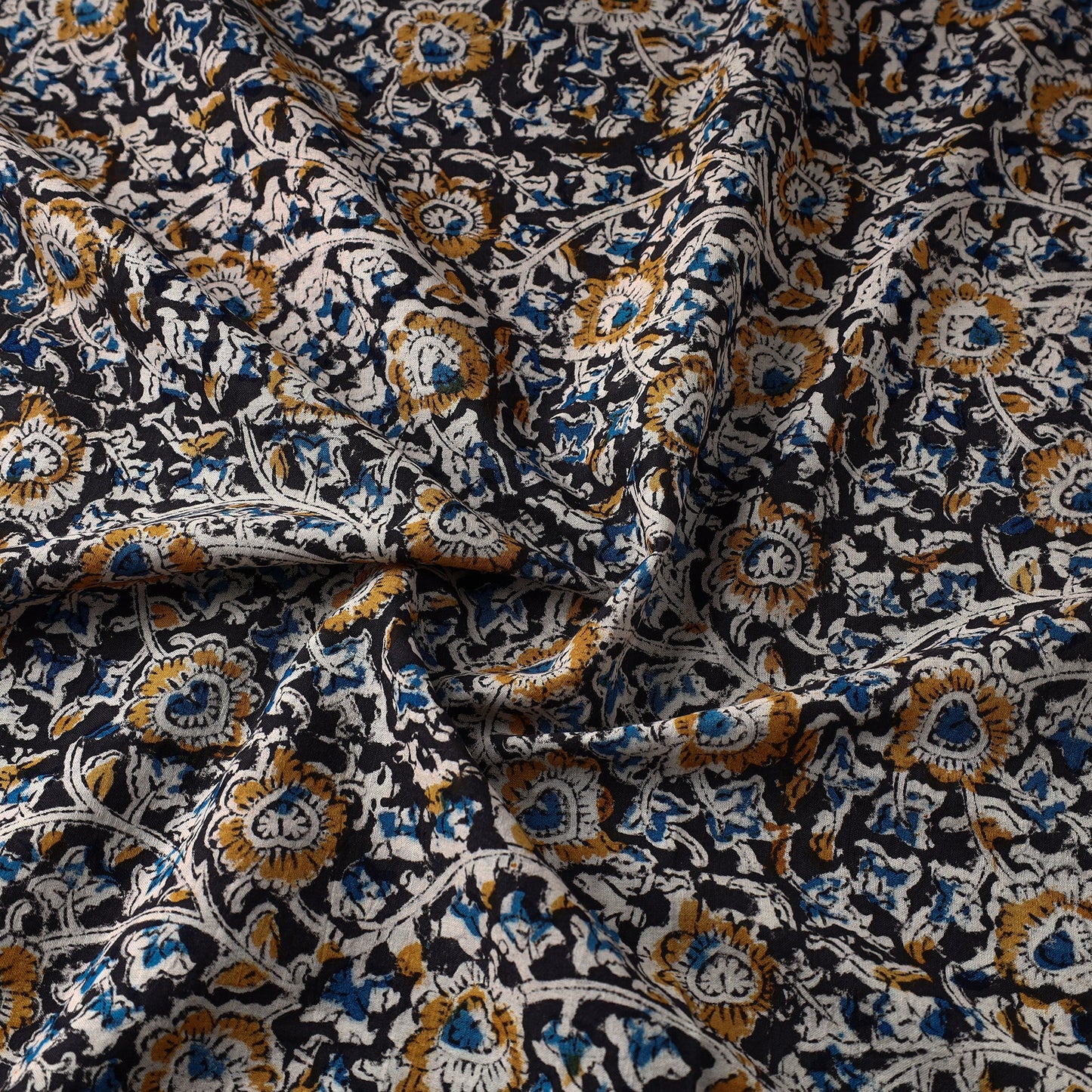  Multicolor Pedana Block Print Cotton Kalamkari Fabric