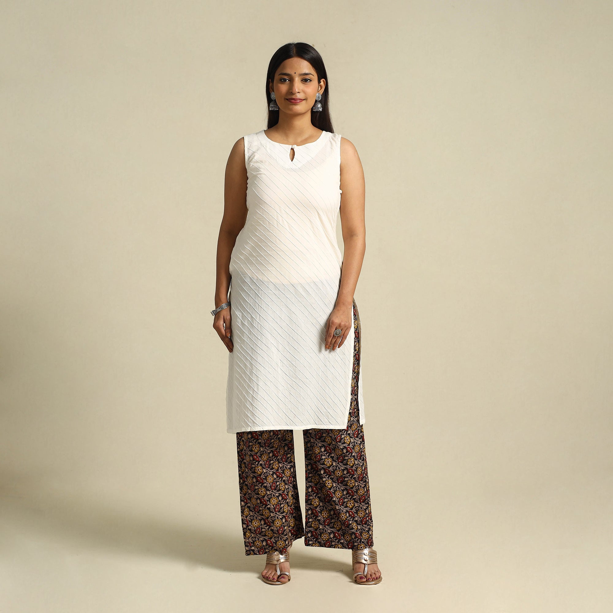  Multicolor Pedana Block Print Cotton Kalamkari Palazzo