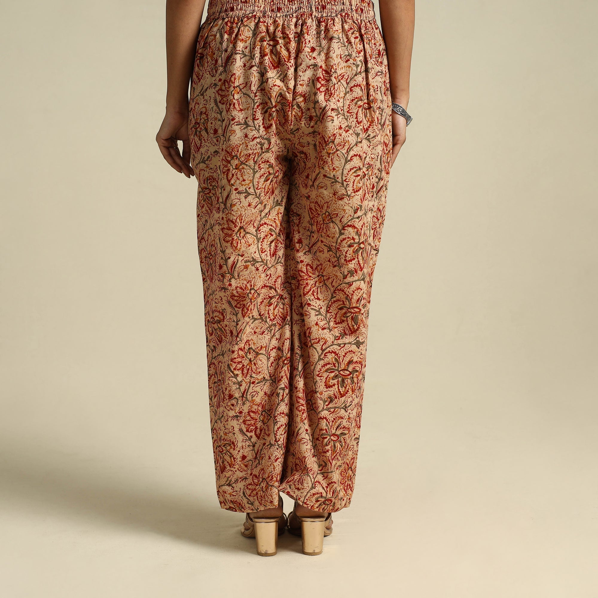  Multicolor Pedana Block Print Cotton Kalamkari Palazzo