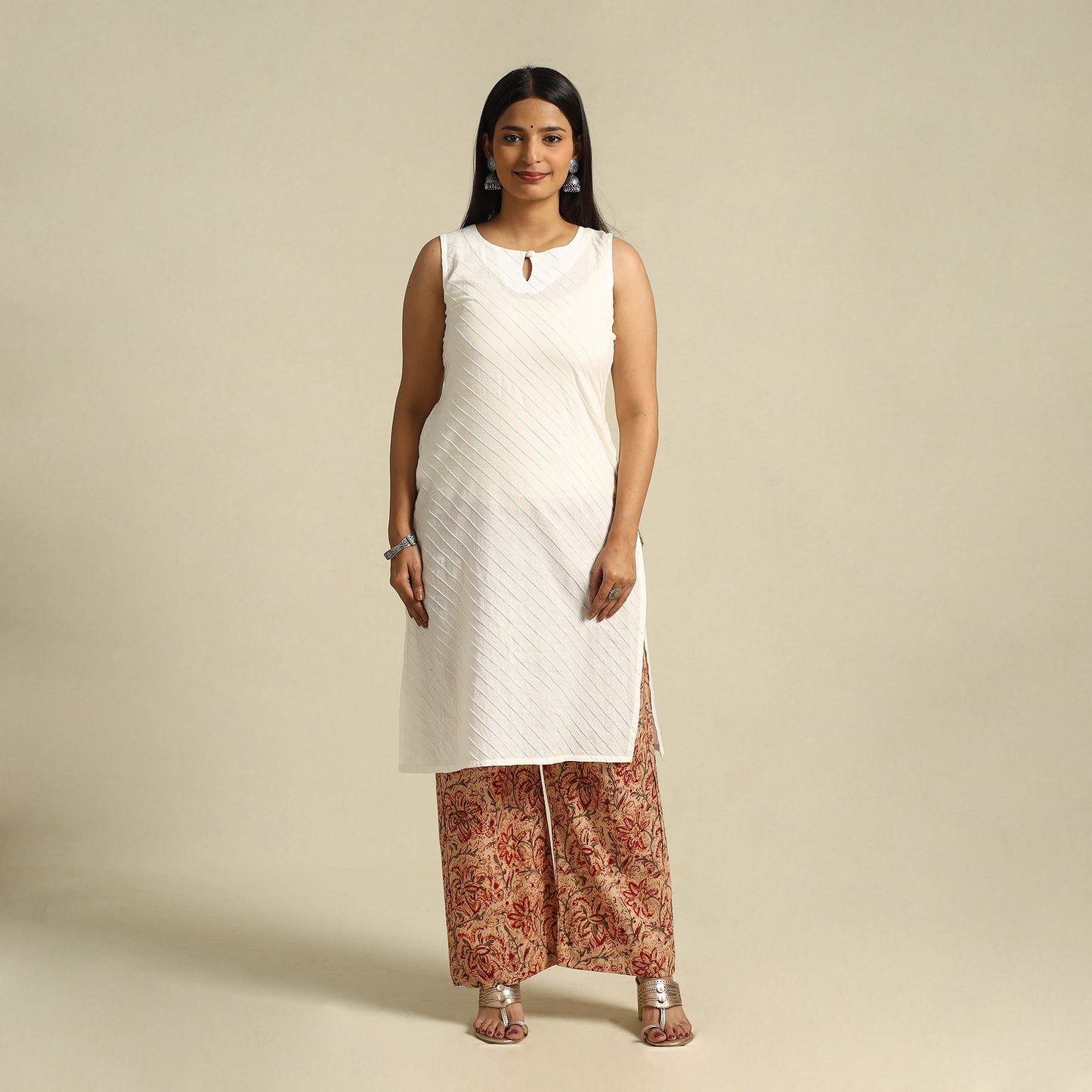  Multicolor Pedana Block Print Cotton Kalamkari Palazzo